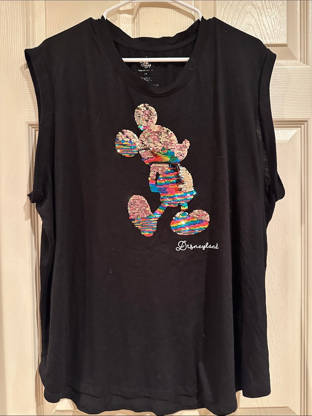 Disney Black Tank Top with Multicolor Sequin Mickey